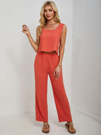 Square Neck Tank and Wide Leg Pants Set
