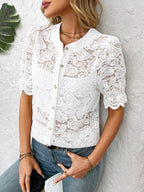 Button Down Half Sleeve Lace Shirt