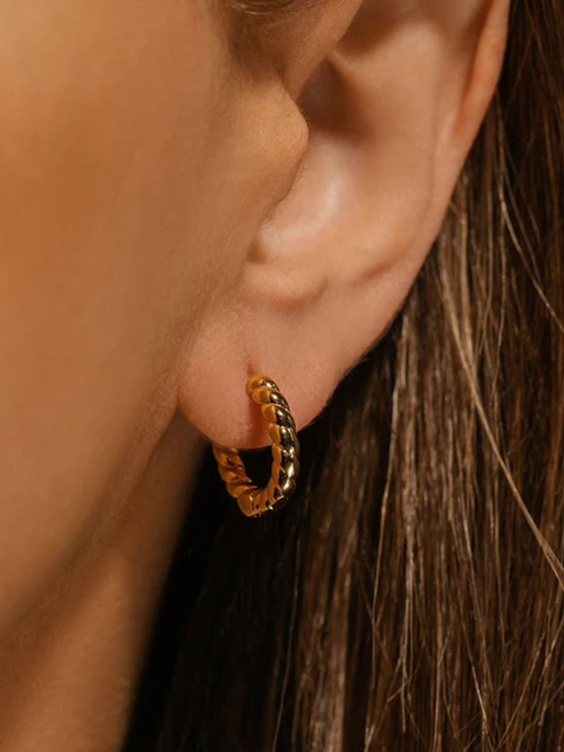 18K Gold-Plated Stainless Steel Huggie Earrings - felvior