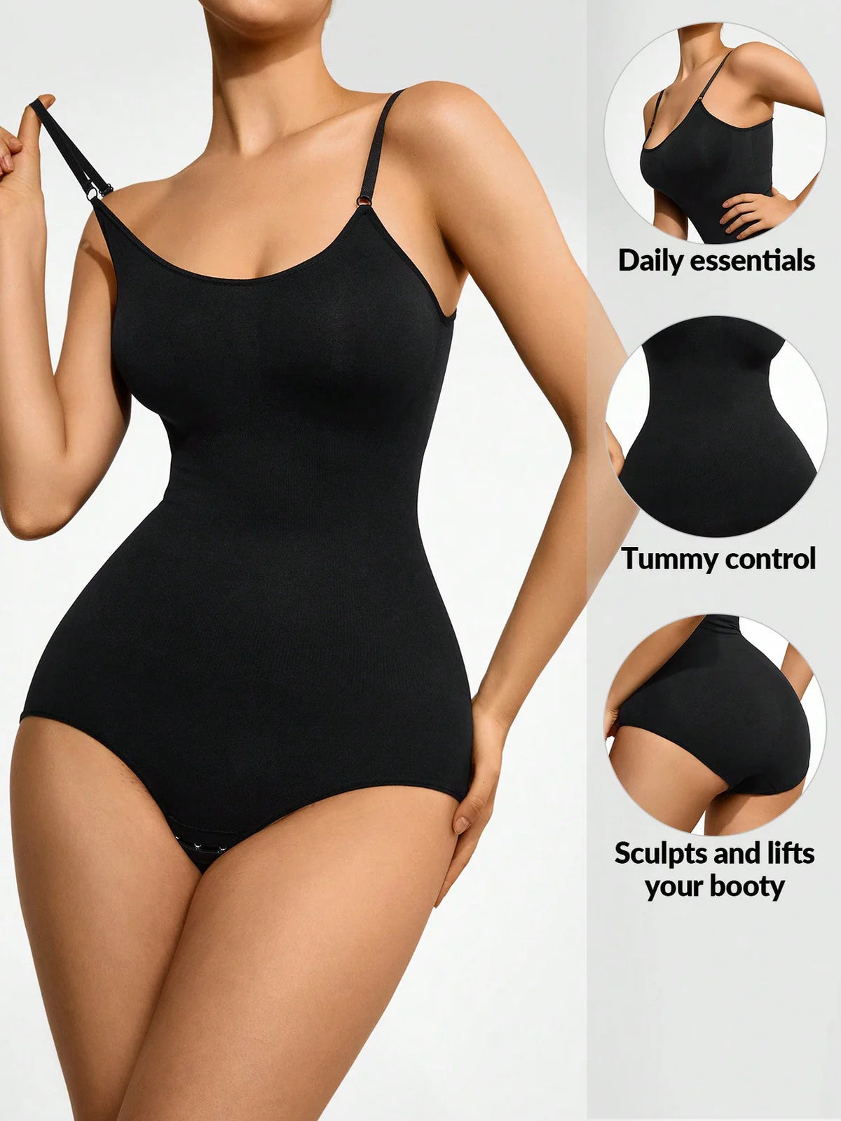 Basic Bae Full Size Scoop Neck Butt Lifting Bodysuit - felvior