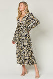 Double Take Full Size Tie Back Flounce Sleeve Dress - felvior