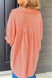 Corded Half Sleeve Button Up High Low Shirt - felvior