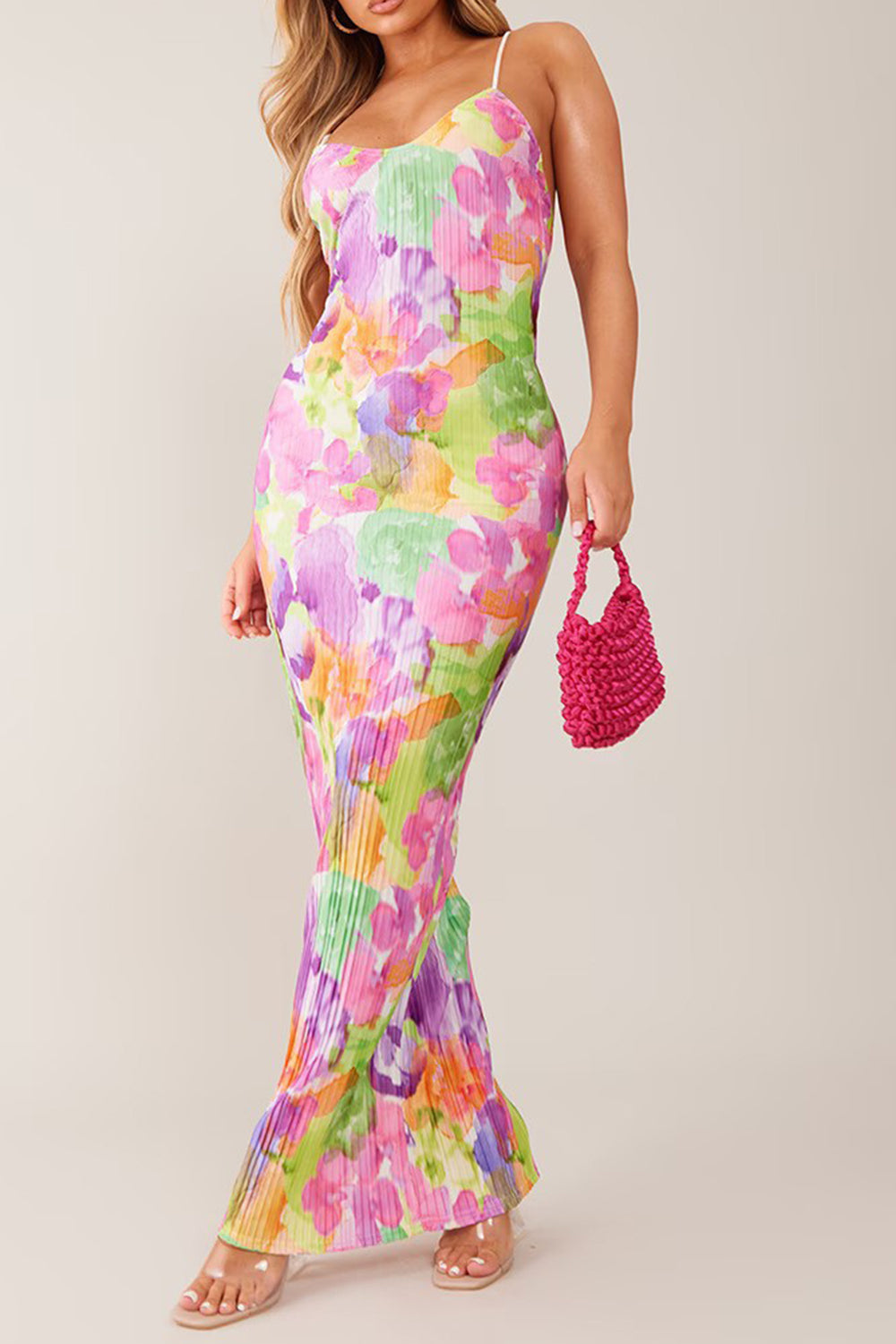 Backless Printed Maxi Cami Dress Image principale du produit