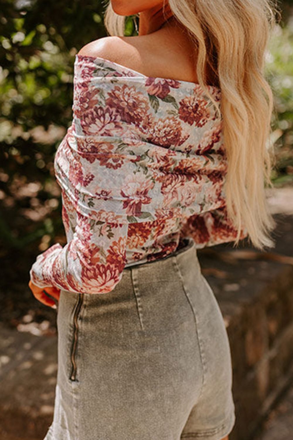 Floral Off-Shoulder Long Sleeve Bodysuit - felvior