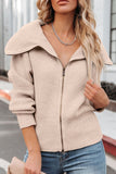 Zip Up Long Sleeve Cardigan - felvior