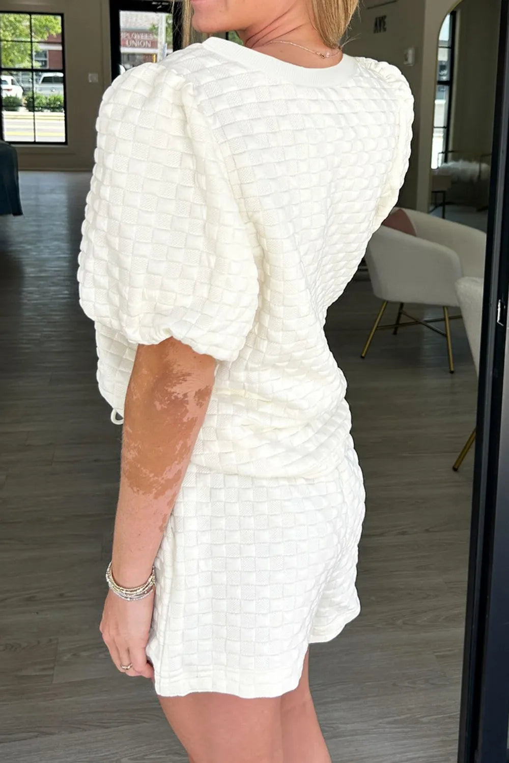 Checkered Texture Top and Shorts Set - felvior