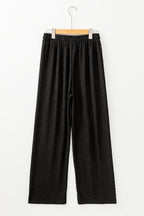 Textured Drawstring Straight Pants