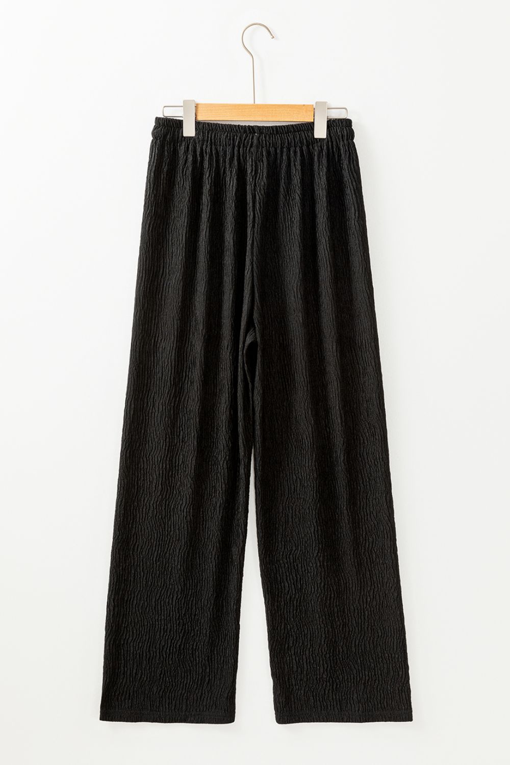 Textured Drawstring Straight Pants