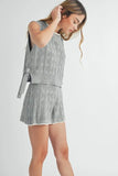 MABLE Side Tie Detail Knit Vest and Shorts Set - felvior