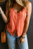 Printed Button Up V-Neck Cami - felvior
