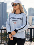 Letter Round Neck Long Sleeve Sweatshirt - felvior