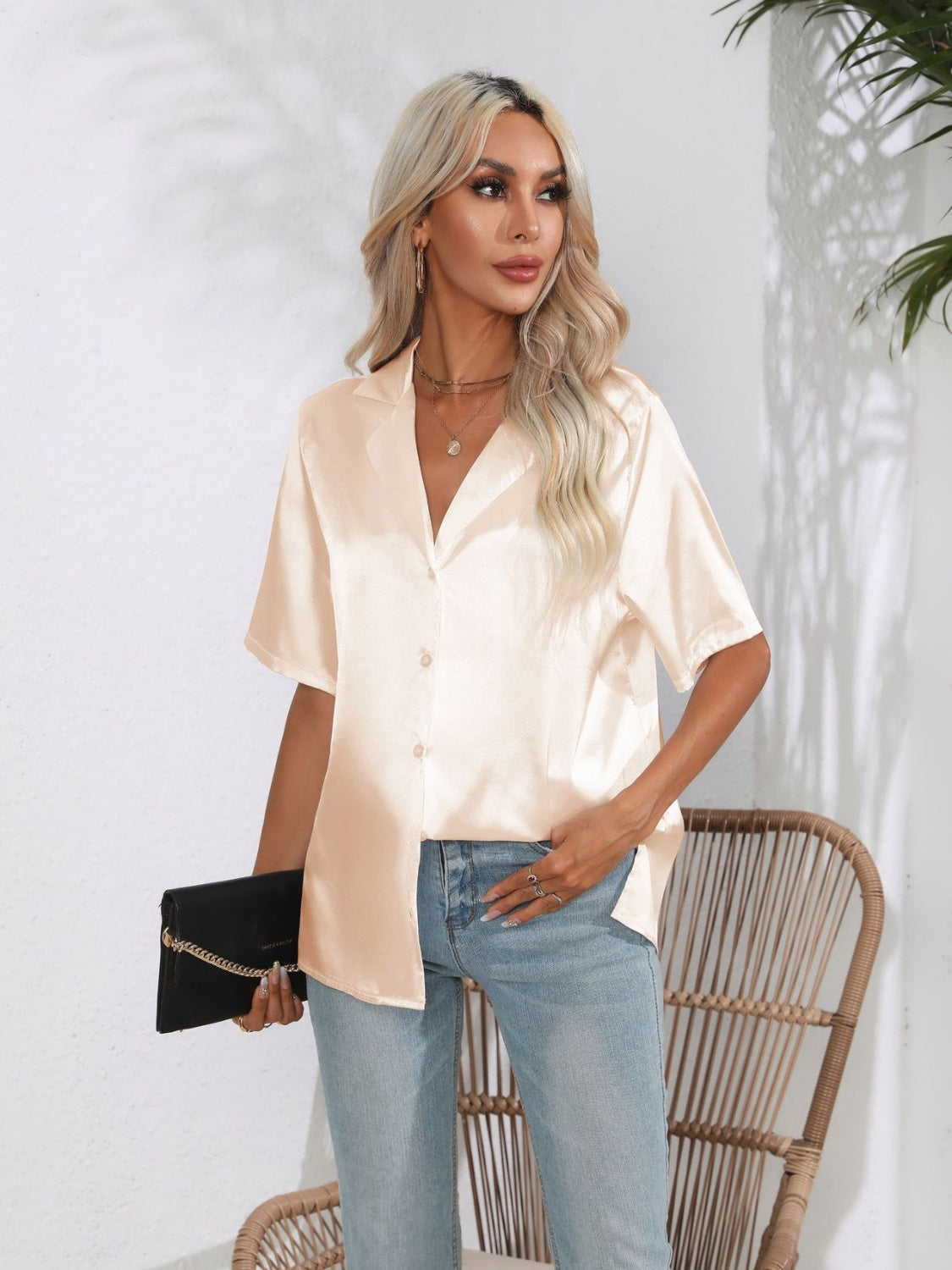 Button Down Short Sleeve Shirt - felvior