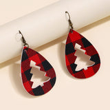 PU Leather Cutout Christmas Tree Earrings - felvior