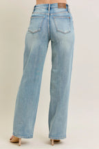 Judy Blue Full Size Hw Destroy & Knee Patch Straight Jeans Plus Size