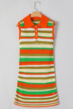 Openwork Stripe Sleeveless Sweater Dress
