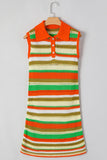 Openwork Stripe Sleeveless Sweater Dress - felvior