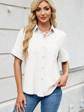 Collared Neck Short Sleeve Shirt - felvior