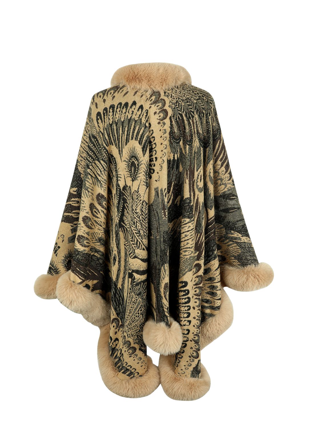 Printed Open Front Poncho - felvior
