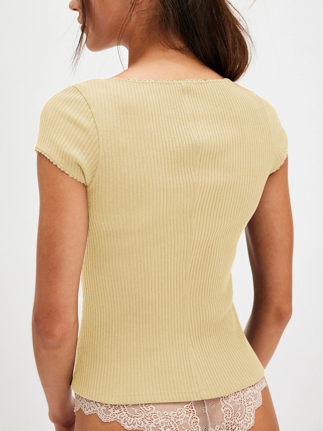 Lovelet Round Neck Button Up Short Sleeve Top - felvior
