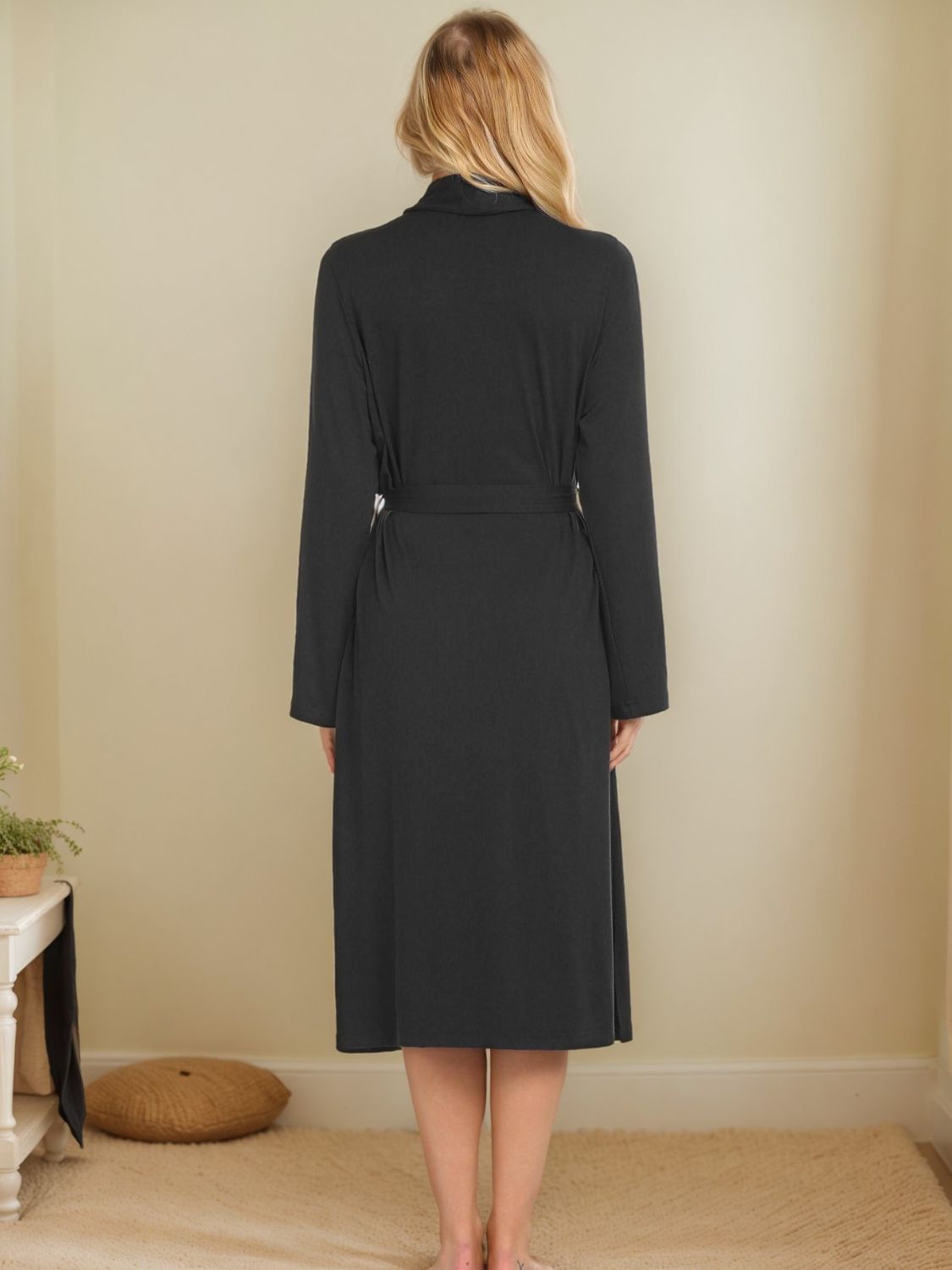 Tied Lounge Nightgown with Pockets - felvior