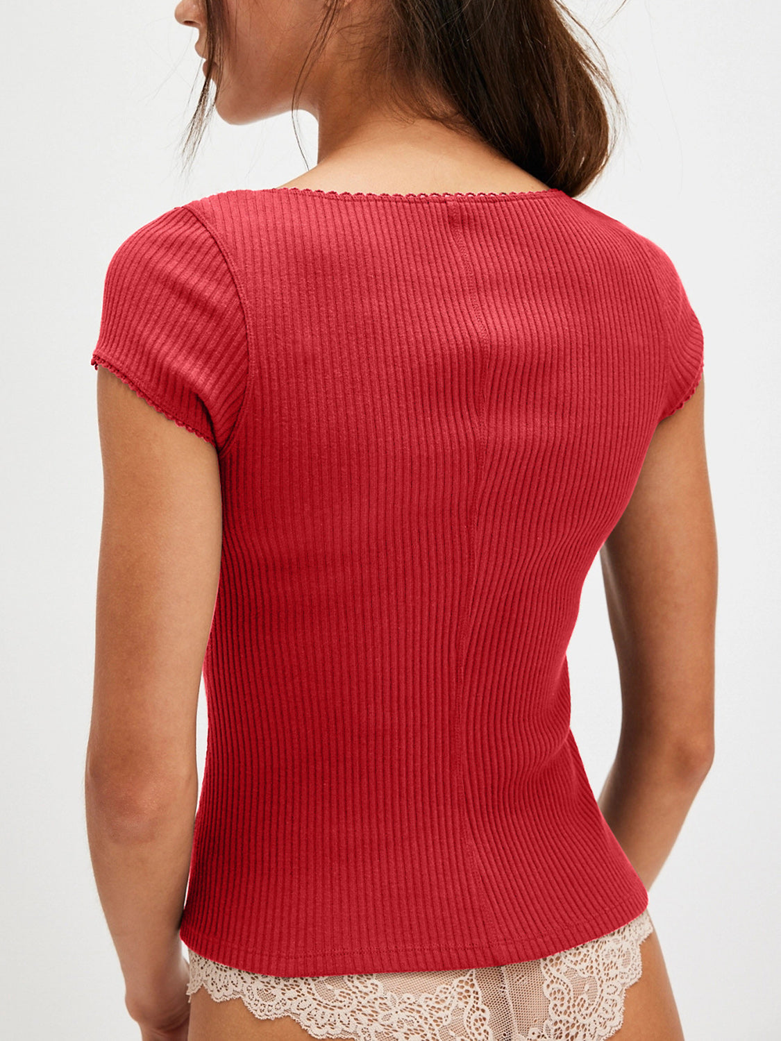 Lovelet Round Neck Button Up Short Sleeve Top - felvior