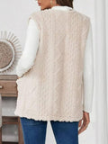 Fuzzy Open Front Vest with Pockets - felvior