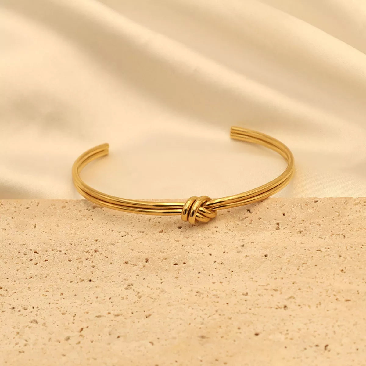 18K Gold-Plated Knot Open Bracelet Secondary image