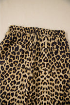Leopard Bow Tie Elastic Waist Pants