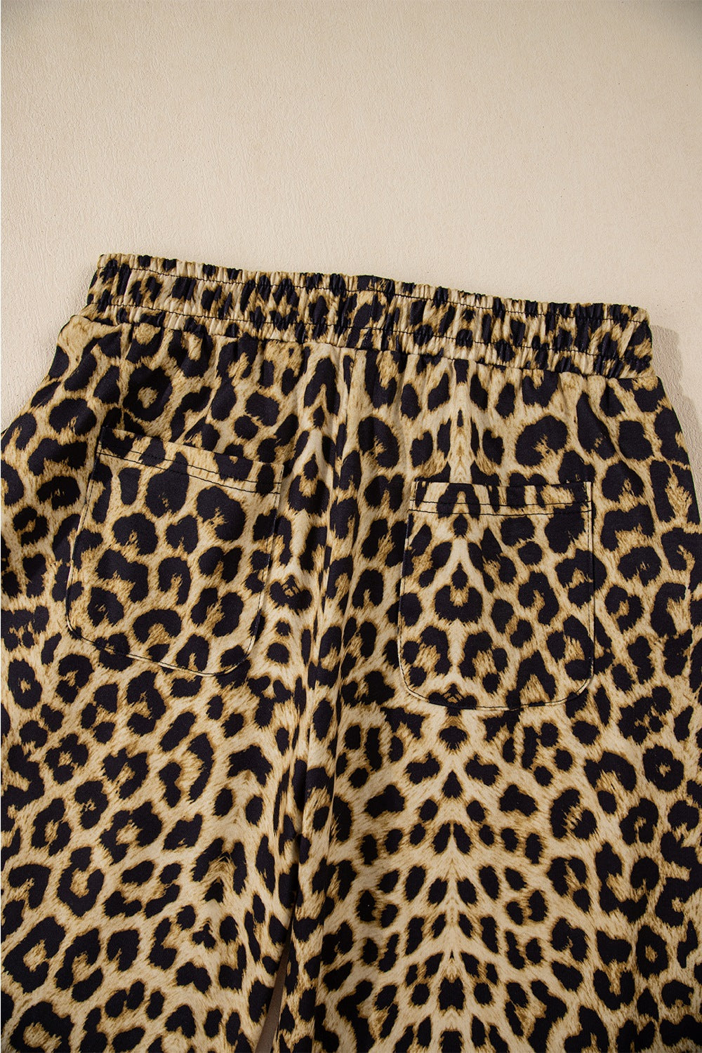 Leopard Bow Tie Elastic Waist Pants