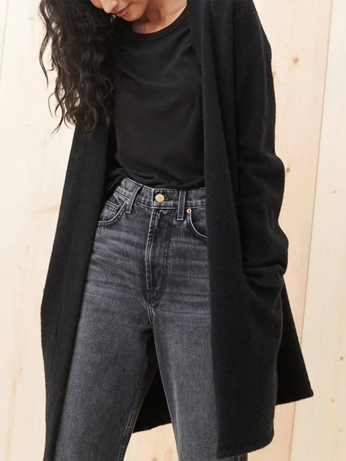 Open Front Long Sleeve Cardigan with Pockets - felvior