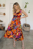 FAM-FAM Tiered Printed V-Neck Sleeveless Dress - felvior