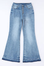 High Waist Button Fly Flared Jeans