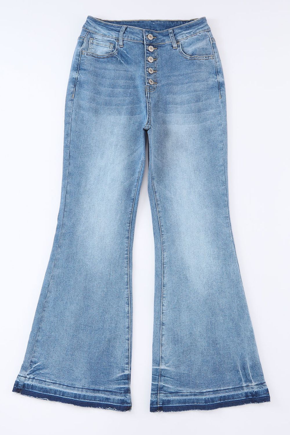 High Waist Button Fly Flared Jeans