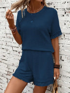 Tassel Round Neck Top and Shorts Set