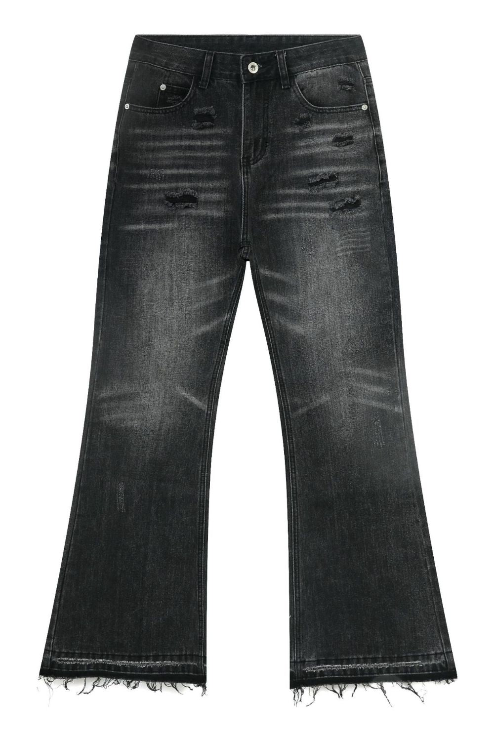 Men's Frayed Hem Bootcut Jeans - felvior
