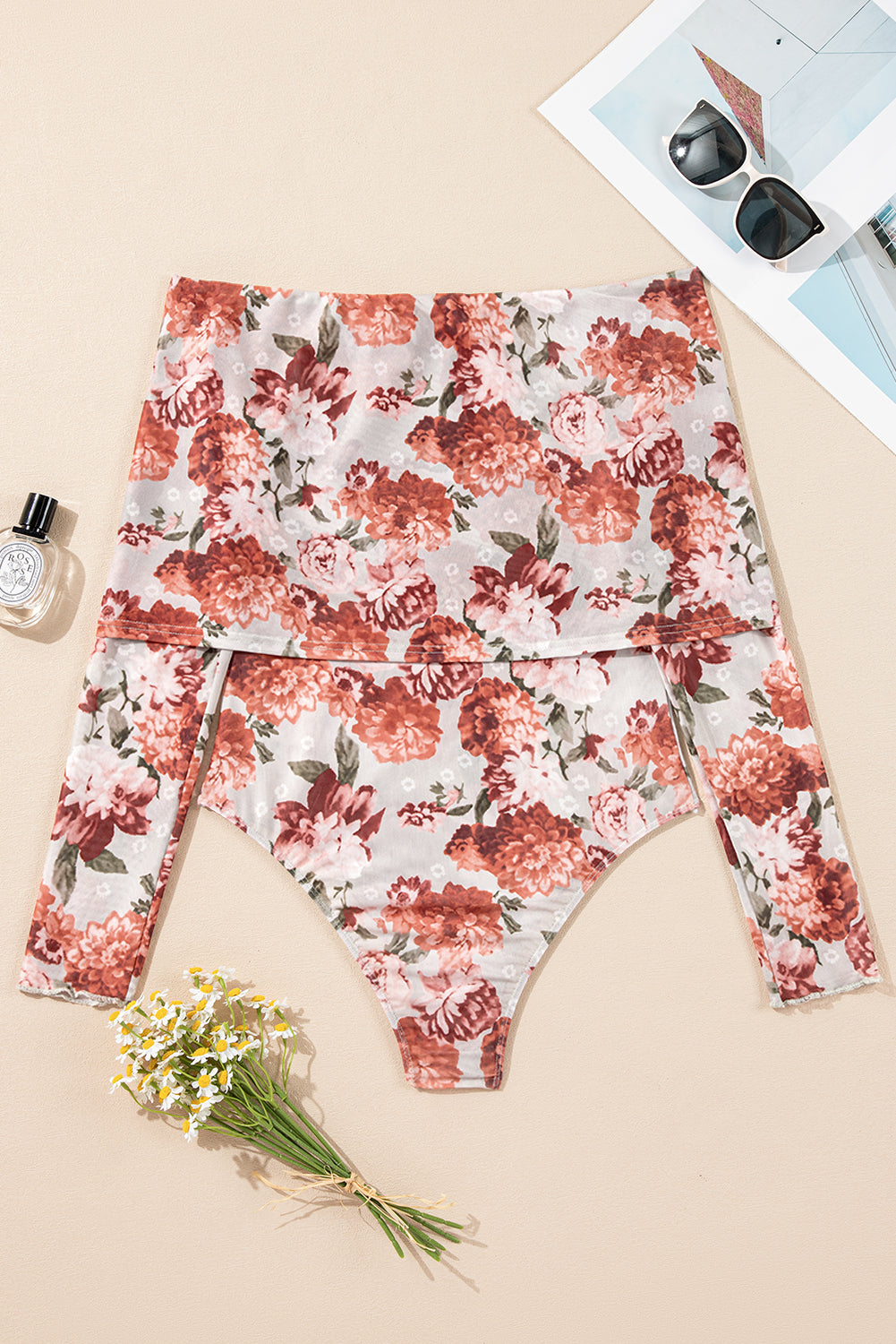 Floral Off-Shoulder Long Sleeve Bodysuit - felvior