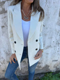 Full Size Collared Neck Long Sleeve Blazer - felvior