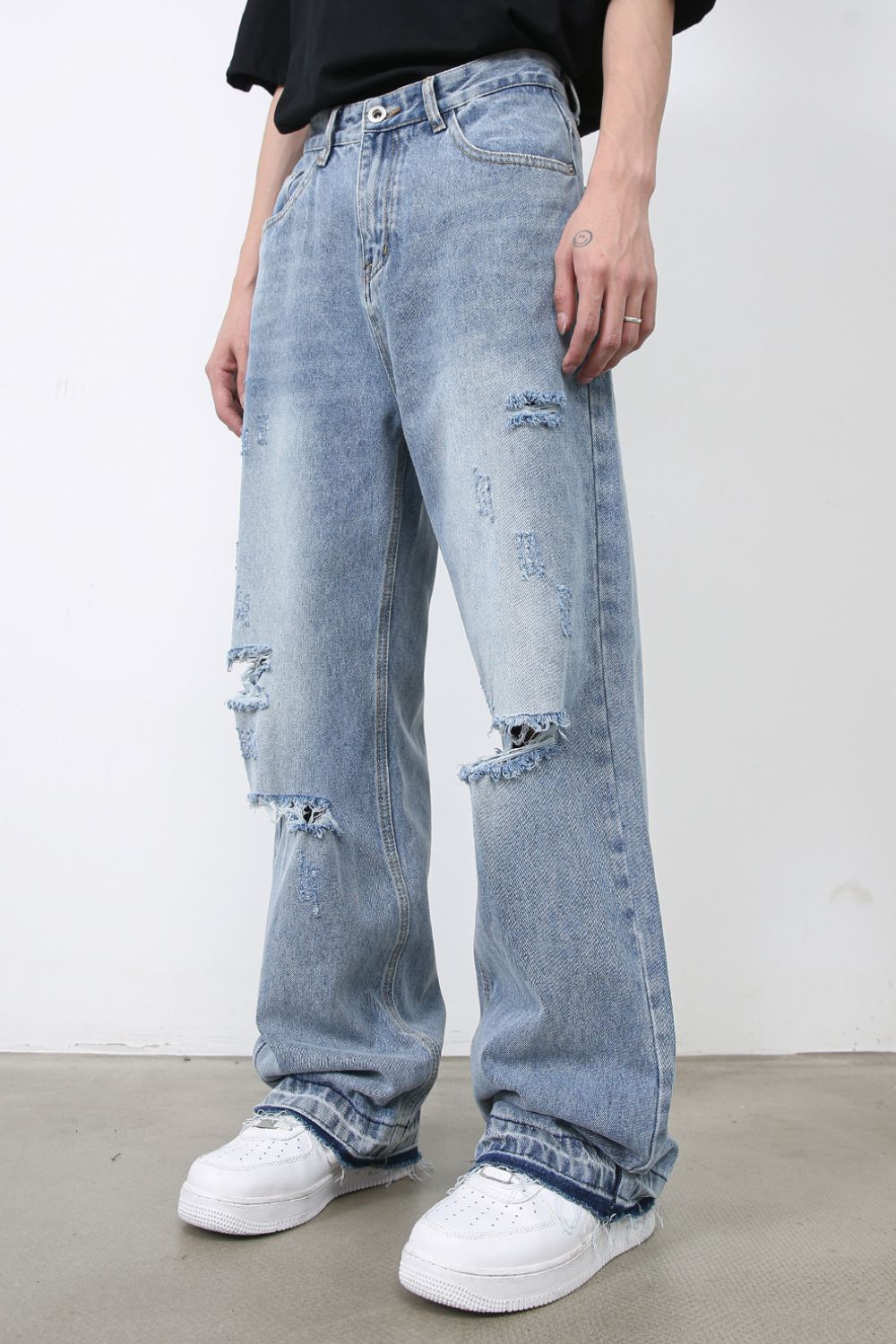 Men's Distressed Baggy Jeans - felvior