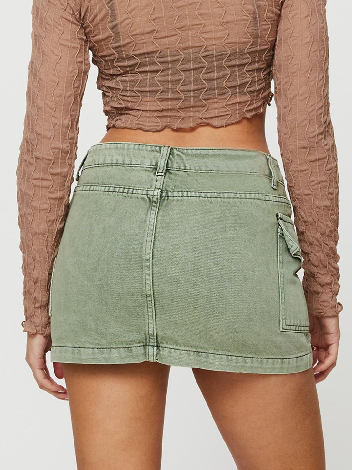 Mini Cargo Denim Skirt with Pockets - felvior
