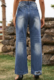 Distressed Buttoned Loose Fit Jeans - felvior