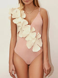 Contrast Flower Spaghetti Strap One-Piece Swimwear - felvior