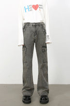 Men's Straight Leg Jeans with Cargo Pockets