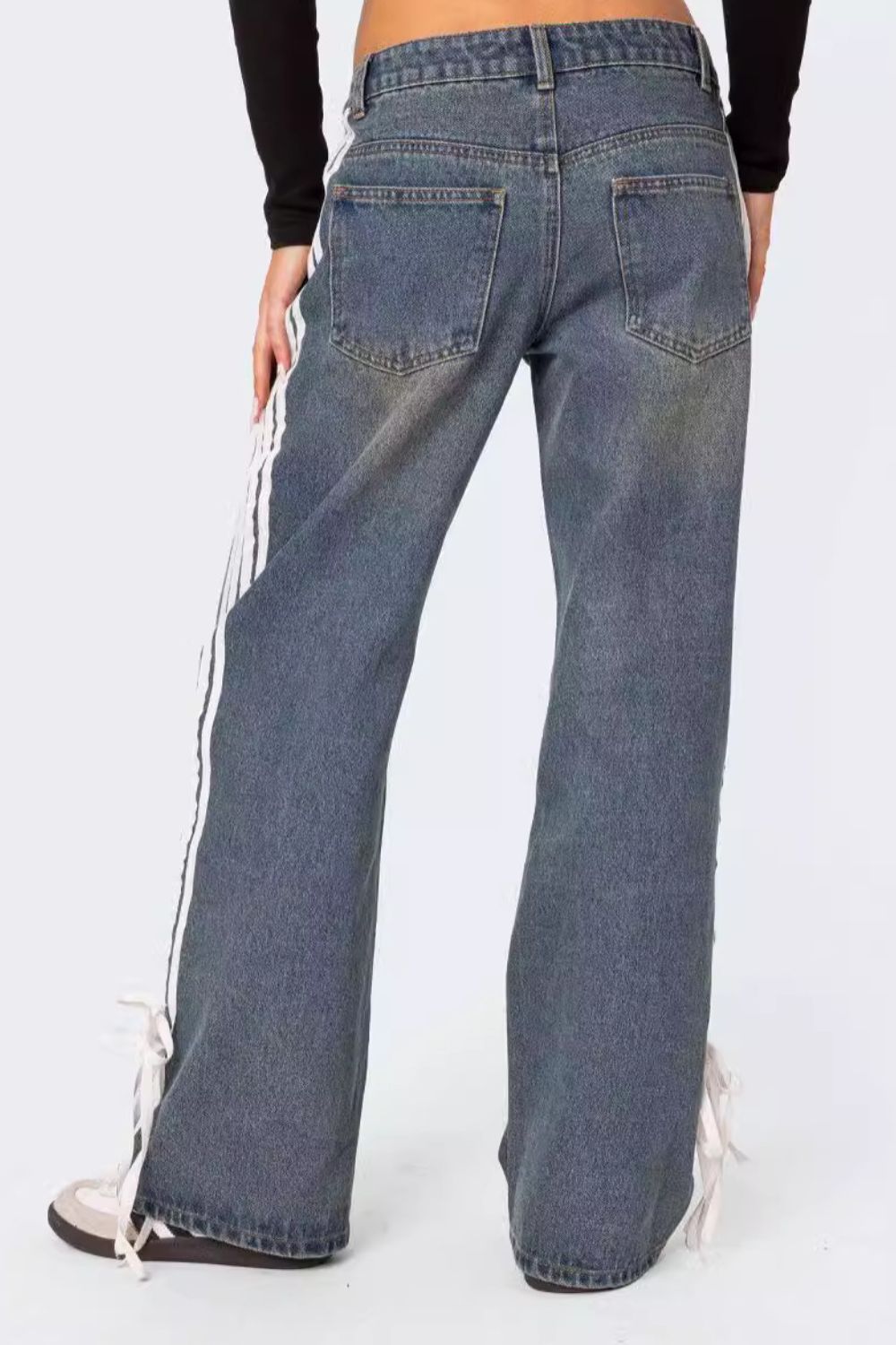 Side Striped Loose Fit Jeans - felvior