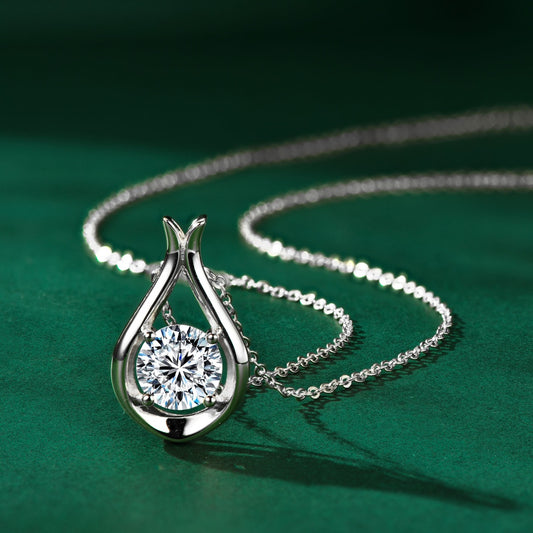 2 Carat Moissanite 925 Sterling Silver Pendant Necklace - felvior