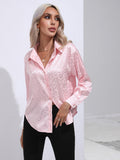 Leopard Collared Neck Long Sleeve Shirt - felvior