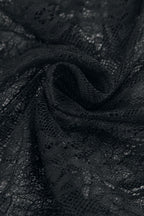 Fringe Round Neck Long Sleeve Lace Sheer Top