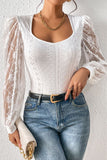 Eyelet Lace Long Sleeve Bodysuit - felvior