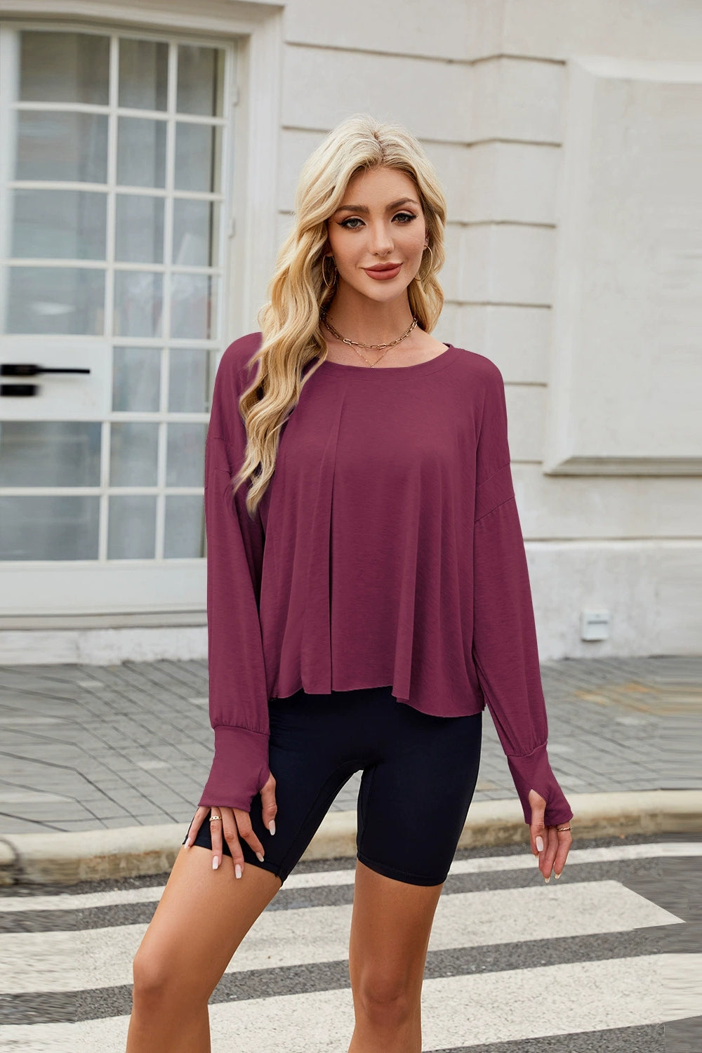 Backless Round Neck Long Sleeve T-Shirt - felvior
