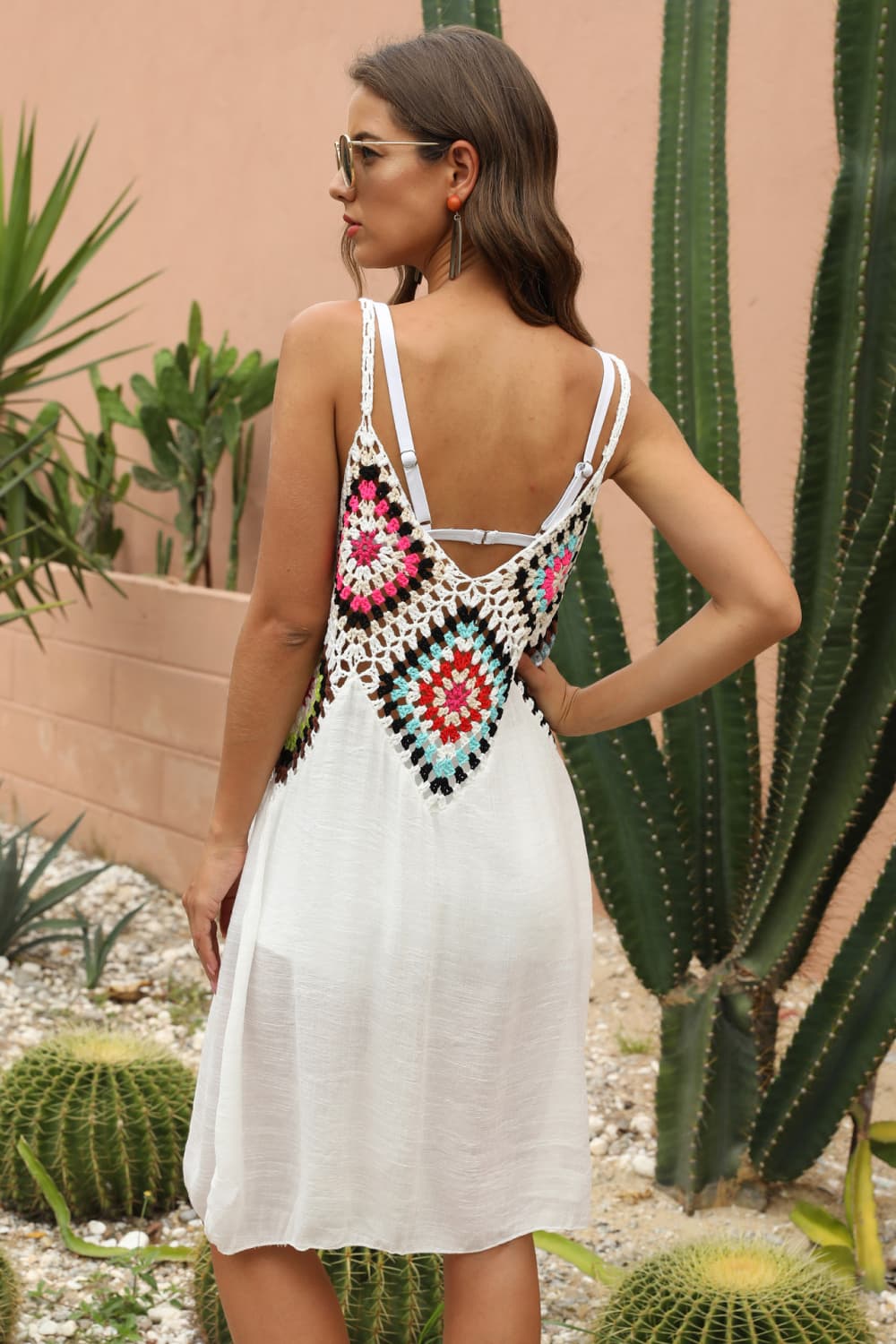 Openwork Sleeveless Embroidery Dress - felvior