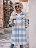 Mandy Plaid Dropped Shoulder Slit Coat - felvior
